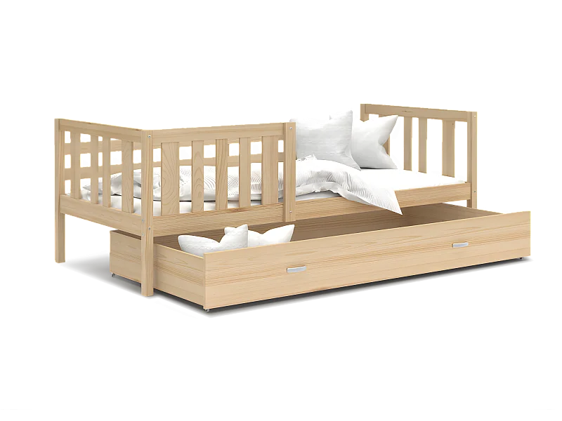 Lit enfant  NEMO 90X190 cm -  1 Sommier et Tiroir inclus Pin