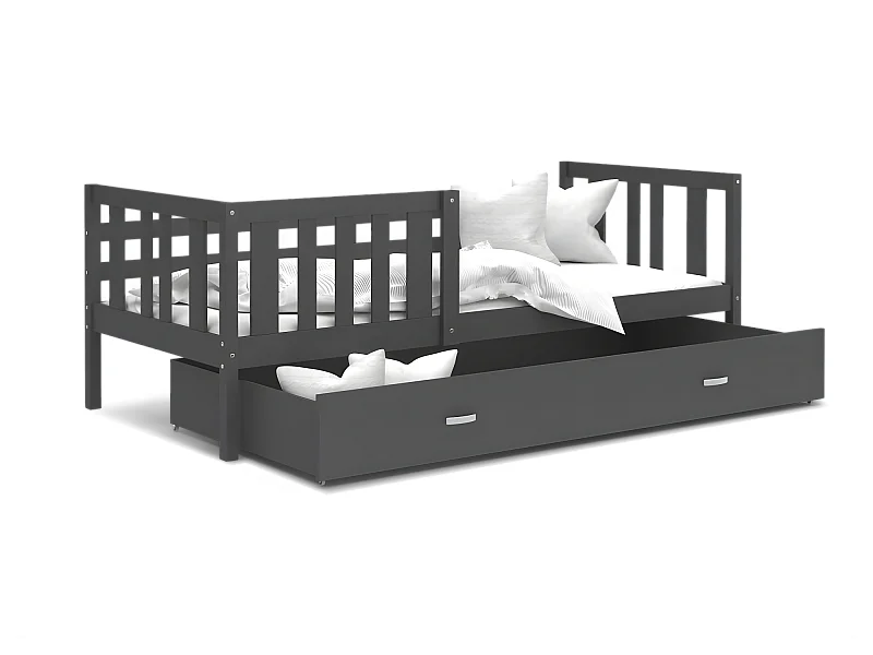 Lit enfant  NEMO 90X190 cm -  1 Sommier et Tiroir inclus Gris