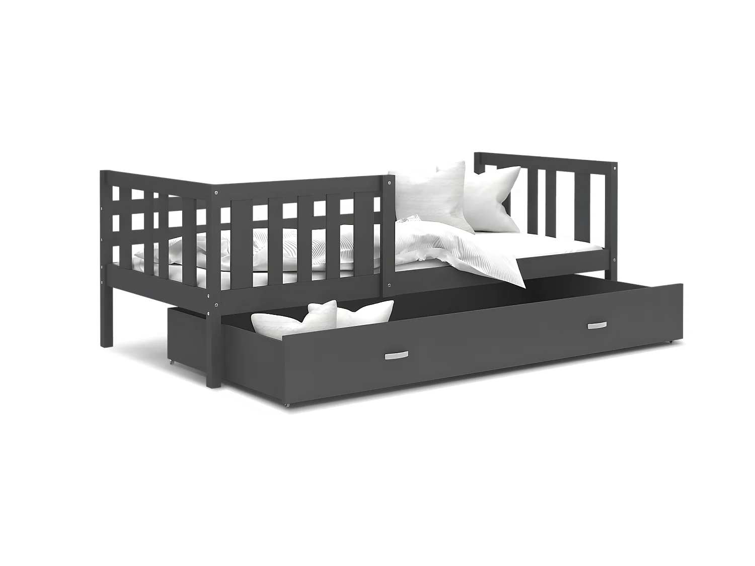 Lit enfant  NEMO 90X190 cm -  1 Sommier et Tiroir inclus Gris