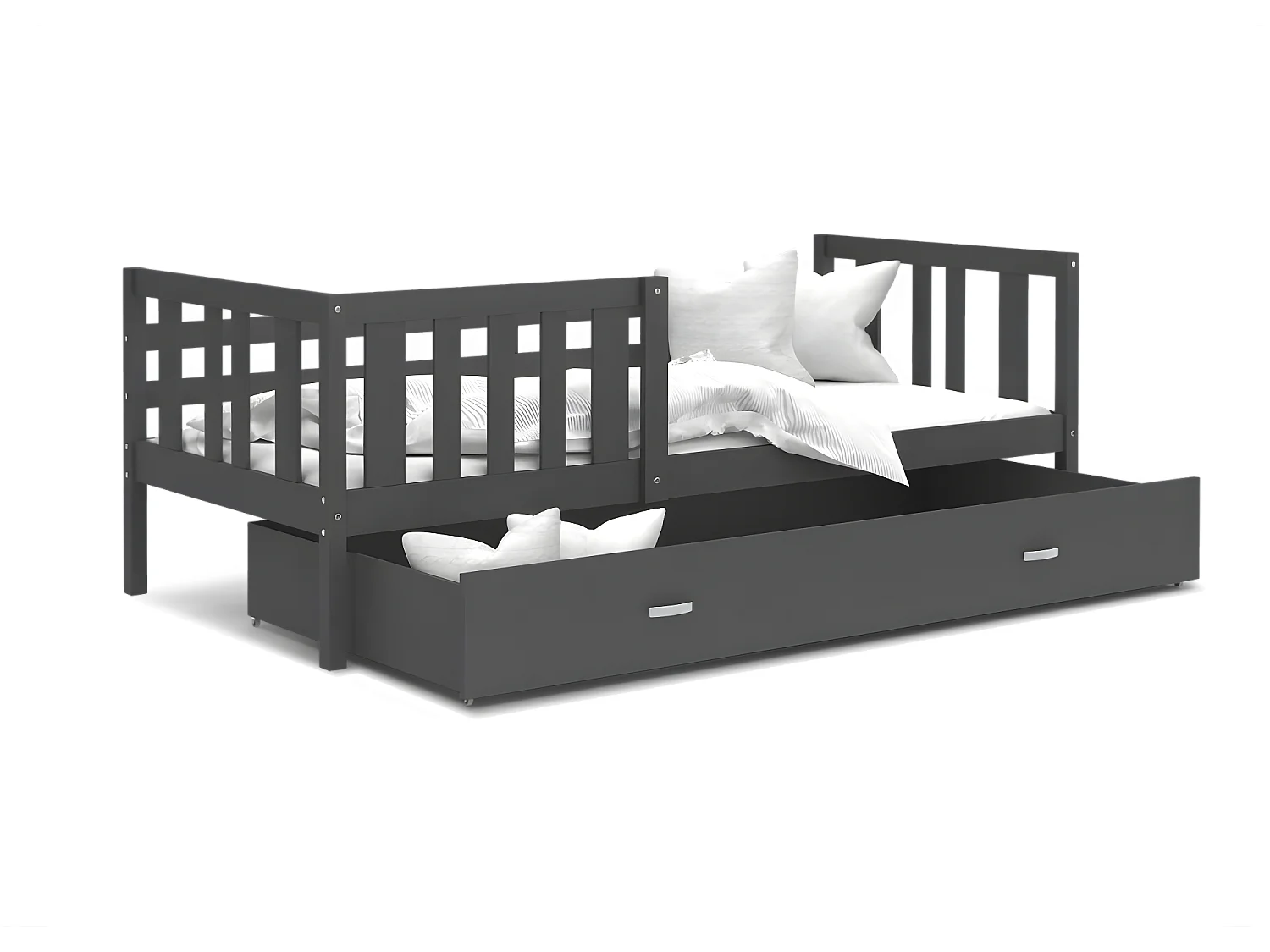 Lit enfant  NEMO 90X190 cm -  1 Sommier et Tiroir inclus Gris