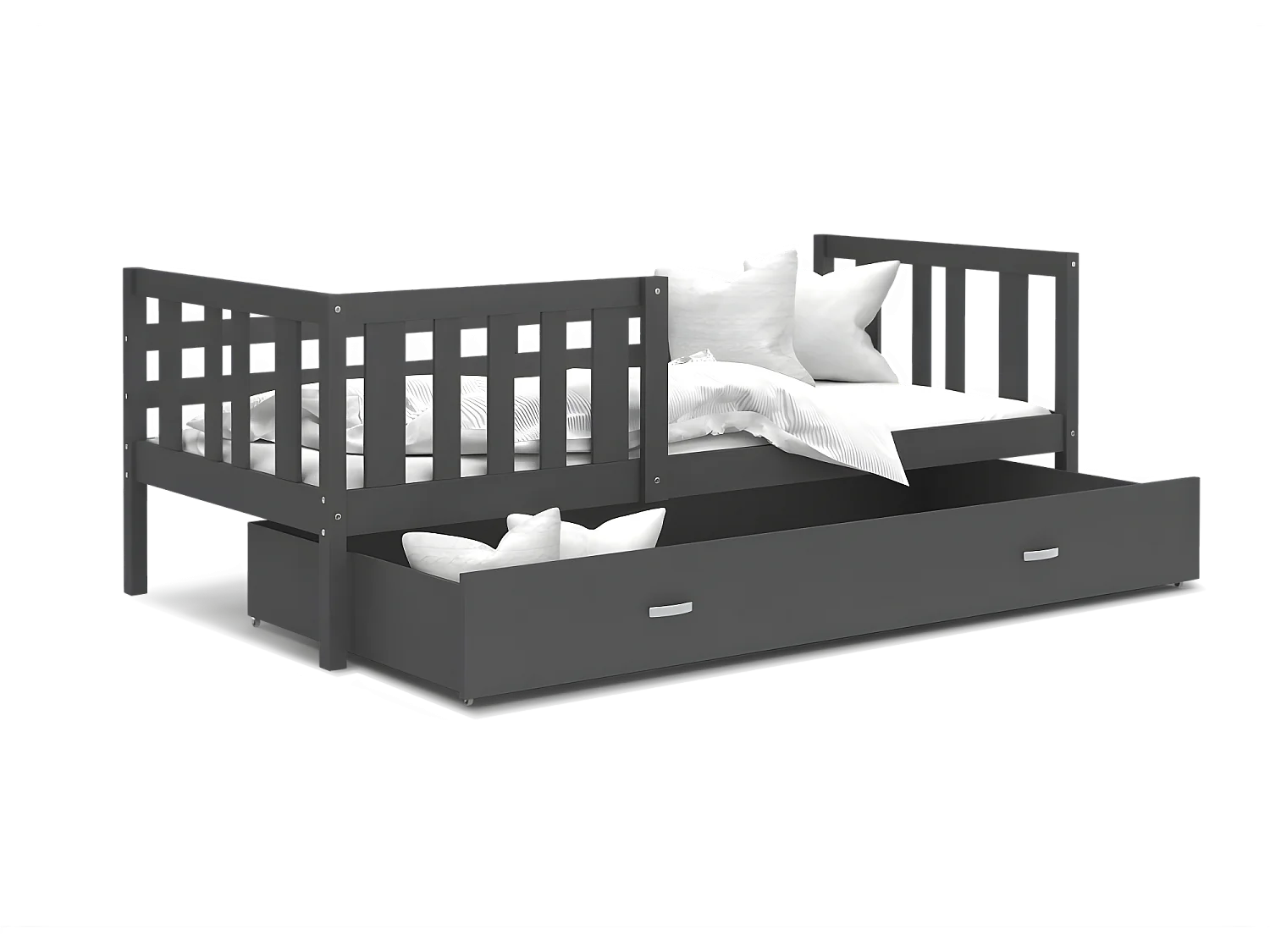 Lit enfant  NEMO 90X190 cm -  1 Sommier et Tiroir inclus Gris