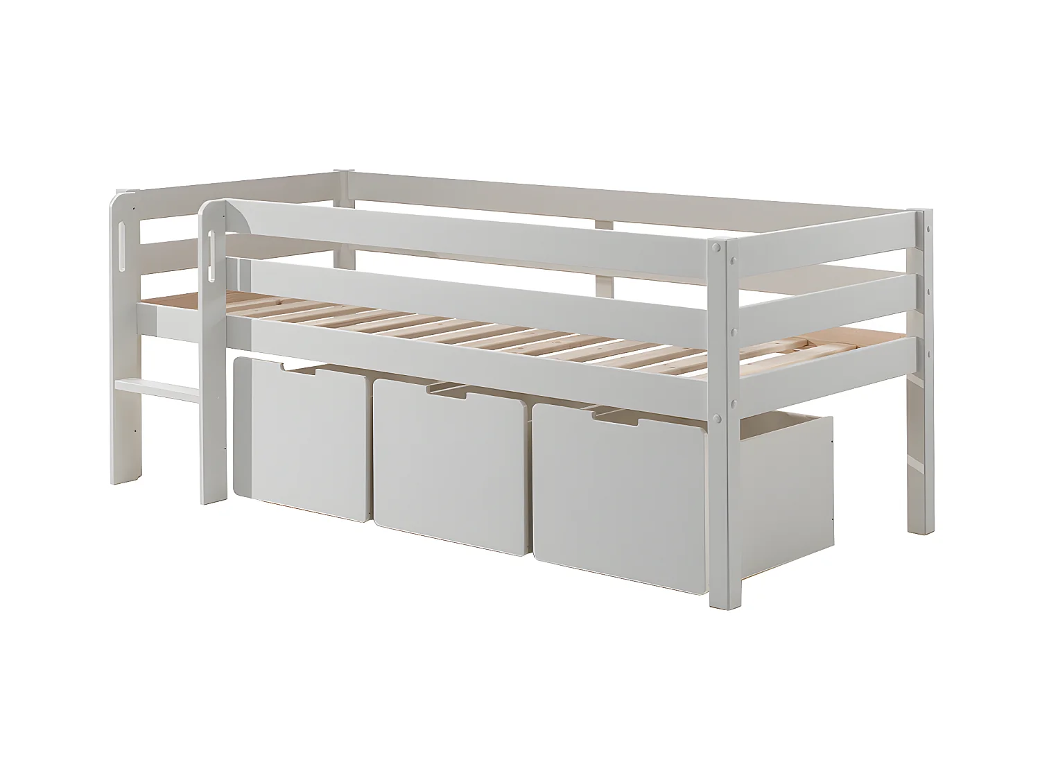 Pack - Lit Enfant Surélevé & 3 Tiroirs "Pino" 90x200cm Blanc