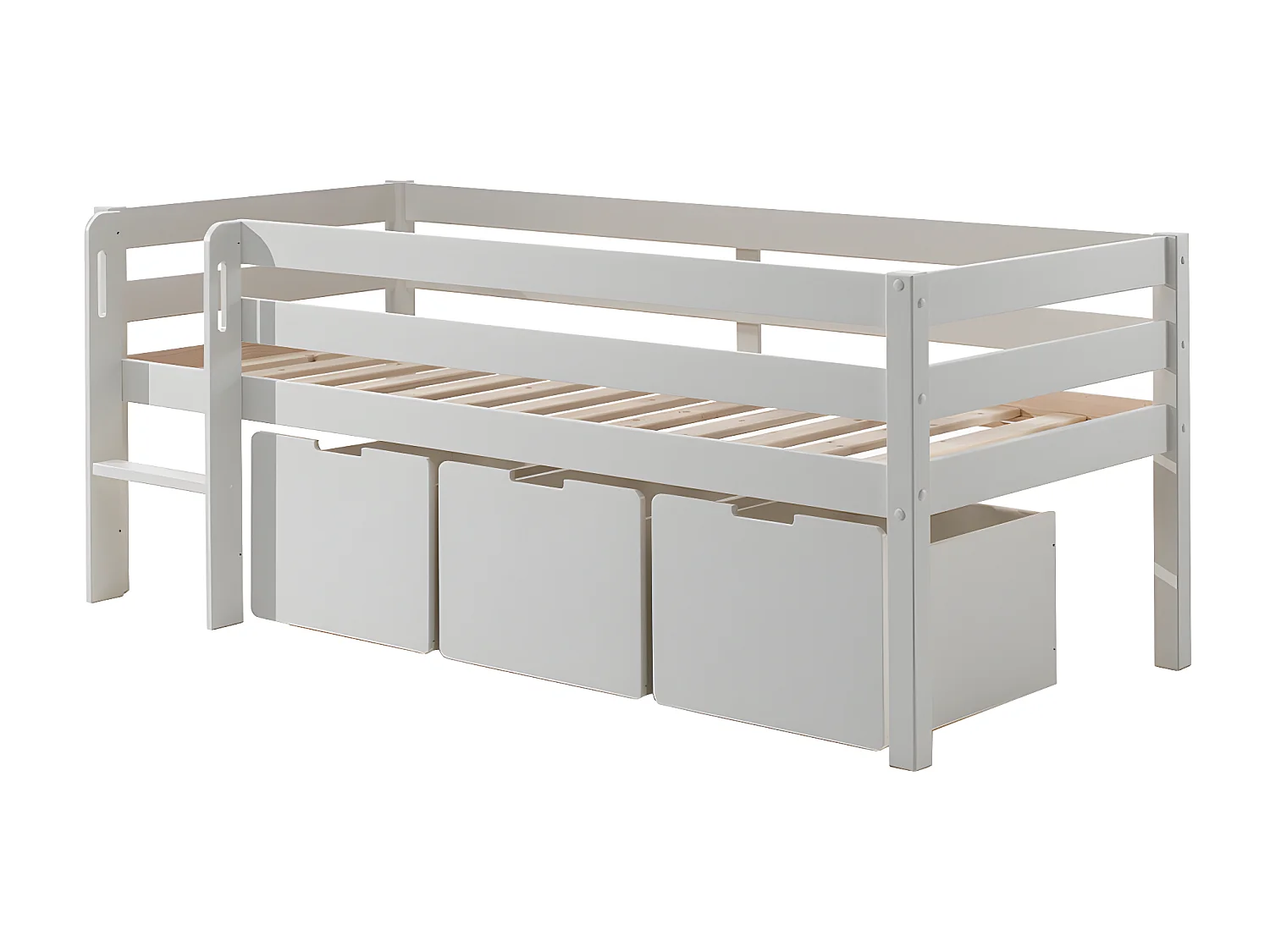 Pack - Lit Enfant Surélevé & 3 Tiroirs "Pino" 90x200cm Blanc