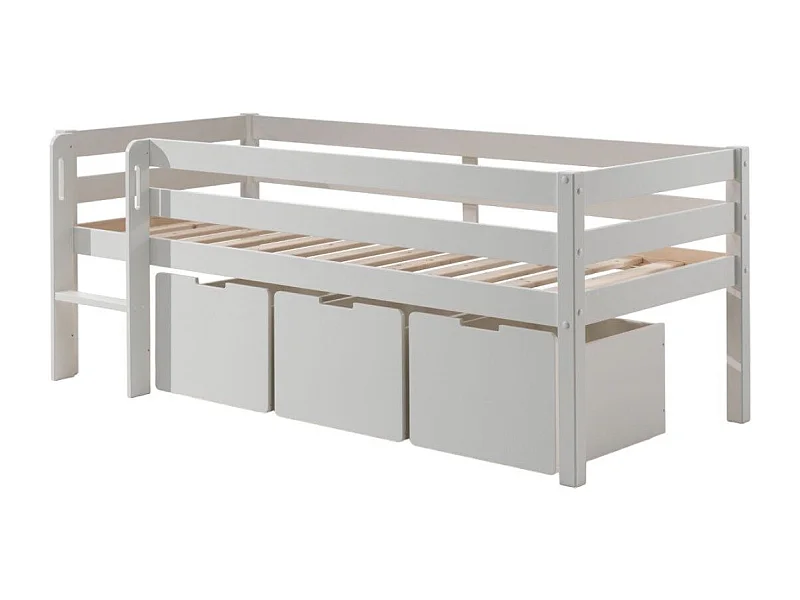 Pack - Lit Enfant Surélevé & 3 Tiroirs "Pino" 90x200cm Blanc