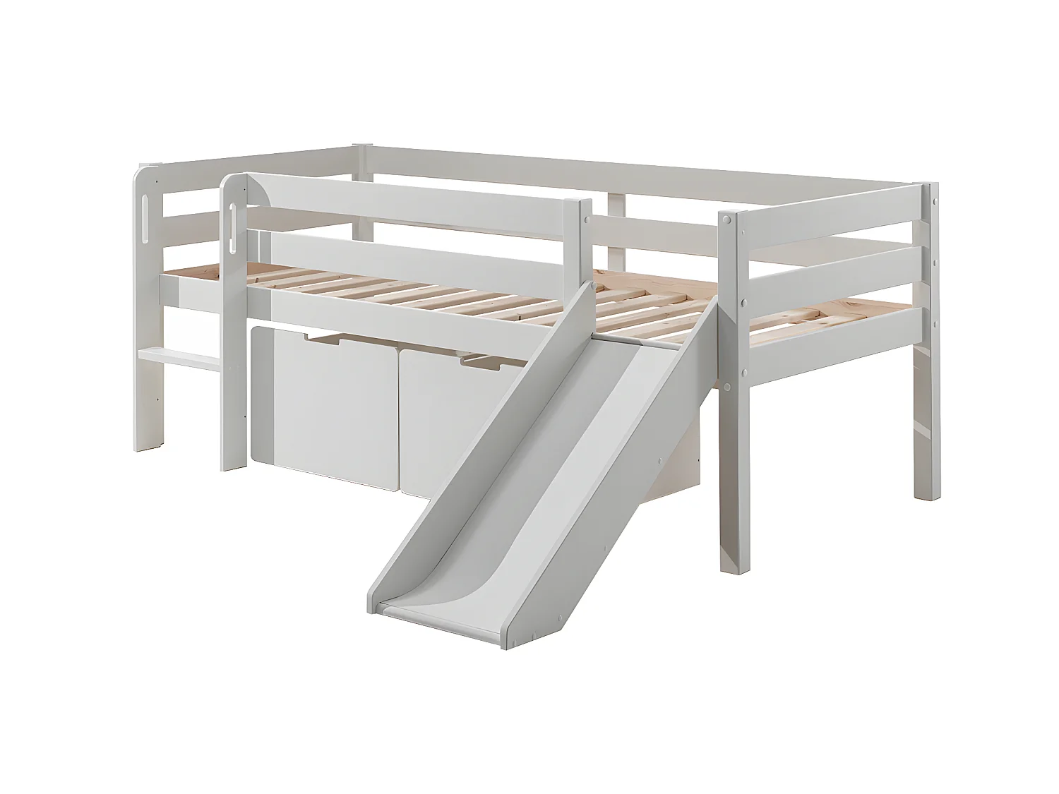 Pack - Lit Enfant Surélevé & 2 Tiroirs "Pino" Blanc