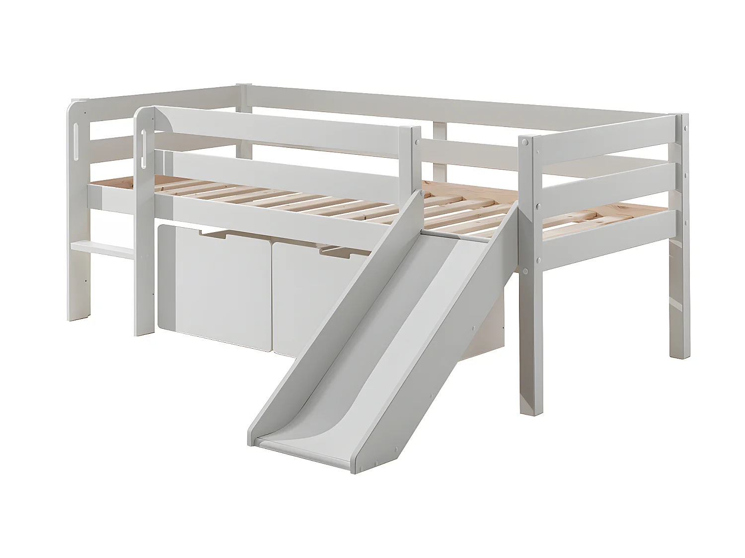 Pack - Lit Enfant Surélevé & 2 Tiroirs "Pino" Blanc