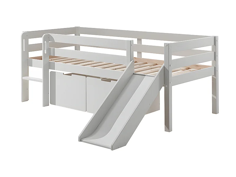 Pack - Lit Enfant Surélevé & 2 Tiroirs "Pino" Blanc