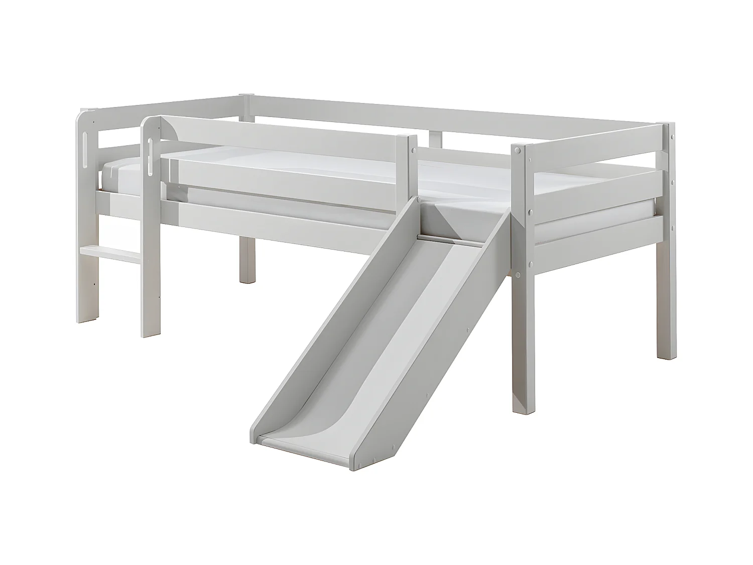 Lit Enfant Surélevé & Toboggan "Pino" 90x200cm Blanc