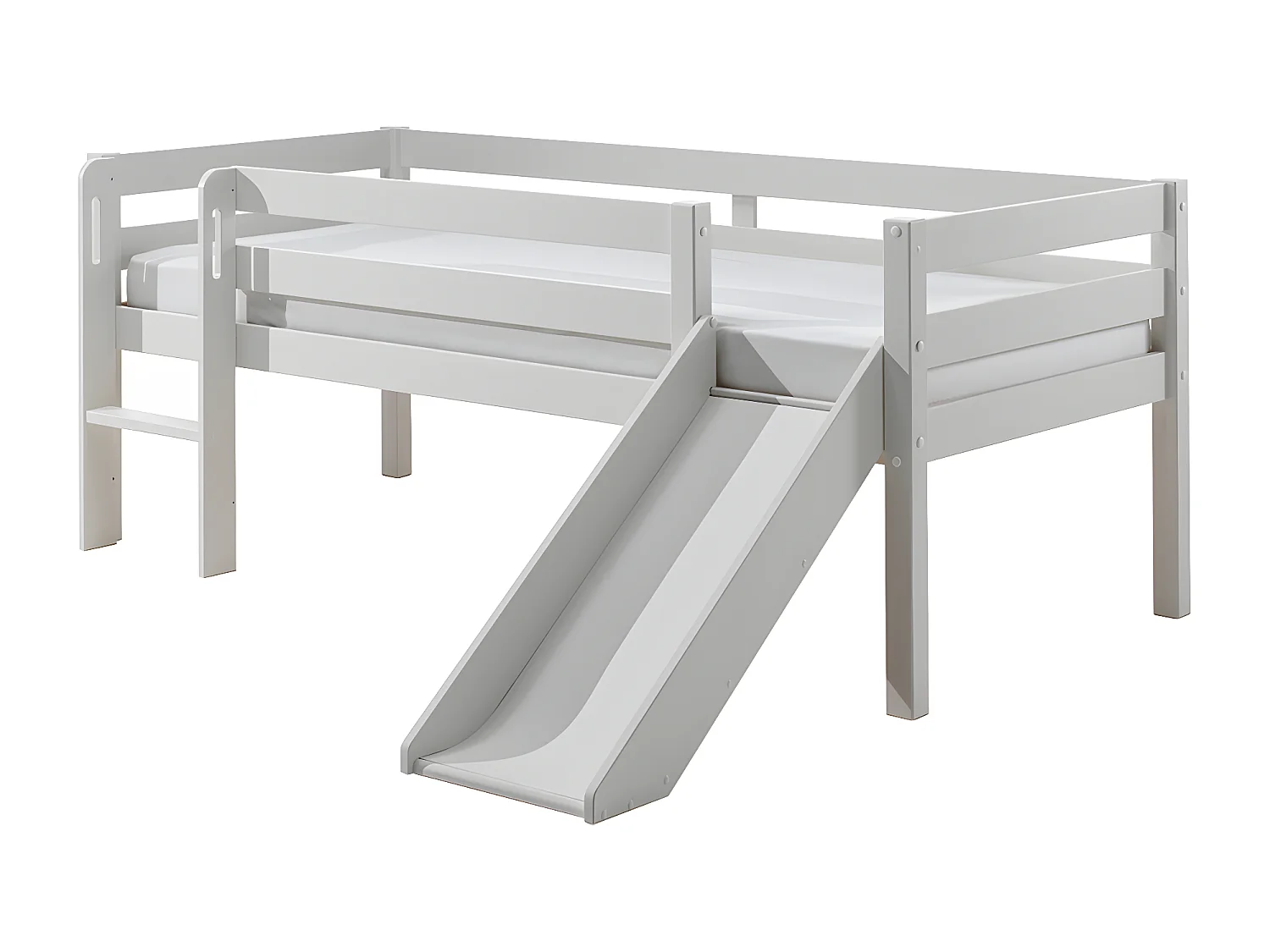 Lit Enfant Surélevé & Toboggan "Pino" 90x200cm Blanc