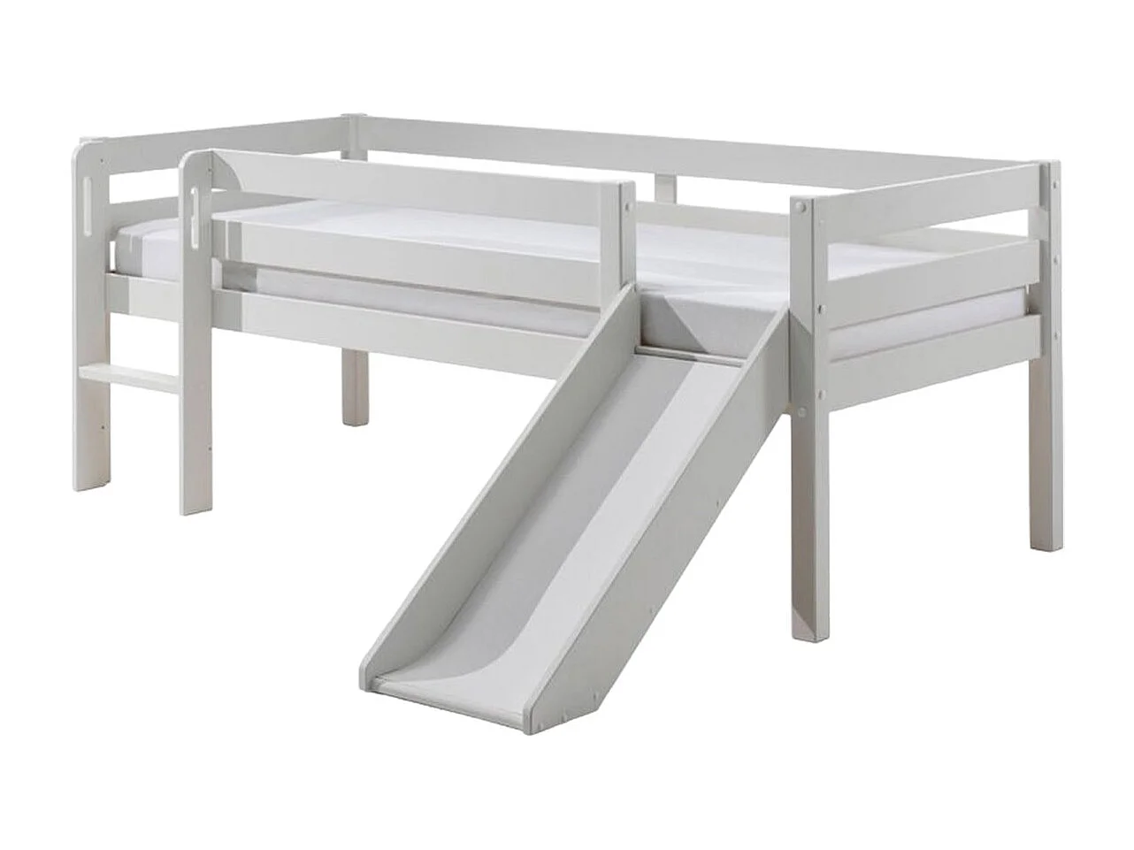 Lit Enfant Surélevé & Toboggan "Pino" 90x200cm Blanc