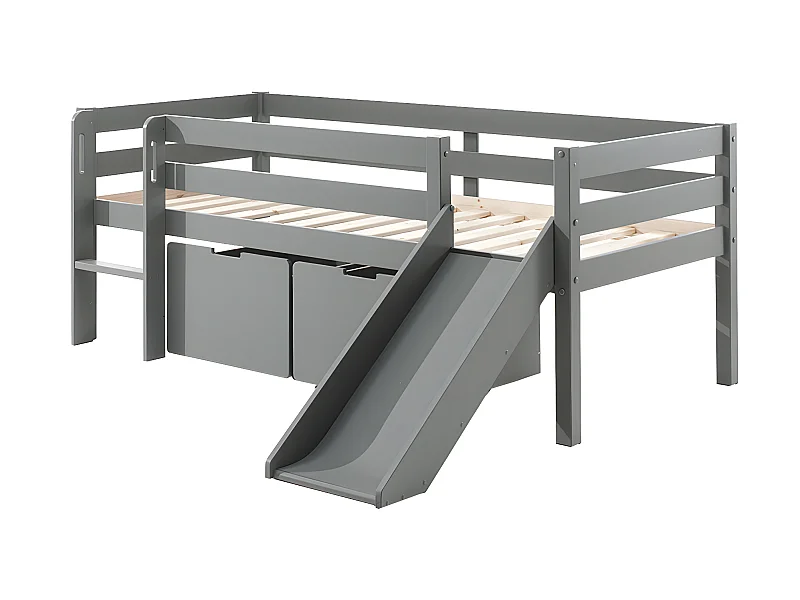 Pack - Lit Enfant Surélevé & 2 Tiroirs "Pino" 90x200cm Blanc