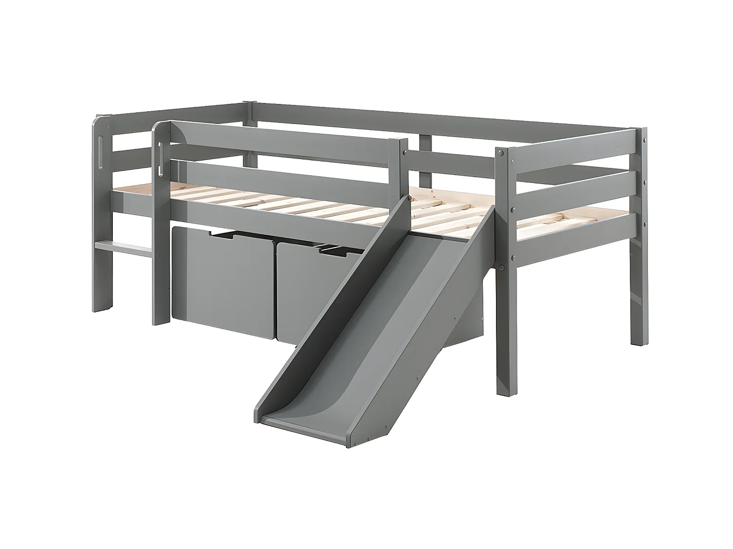 Pack - Lit Enfant Surélevé & 2 Tiroirs "Pino" 90x200cm Blanc