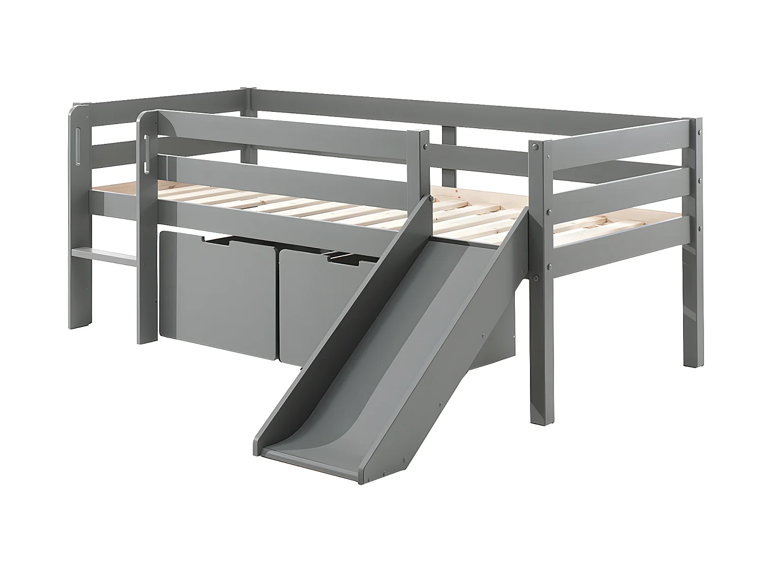 Pack - Lit Enfant Surélevé & 2 Tiroirs "Pino" 90x200cm Blanc