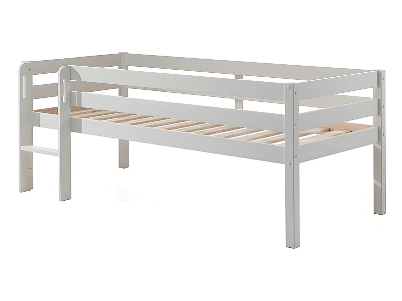 Lit Enfant Surélevé & Échelle "Pino" 90x200cm Blanc