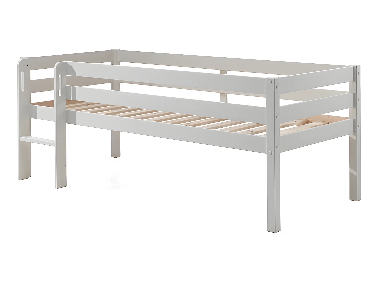 Lit Enfant Surélevé & Échelle "Pino" 90x200cm Blanc