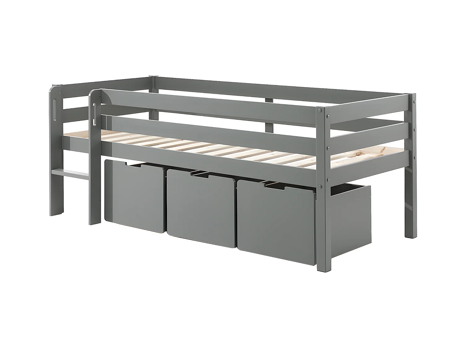 Pack - Lit Enfant Surélevé & 3 Tiroirs "Pino" Gris