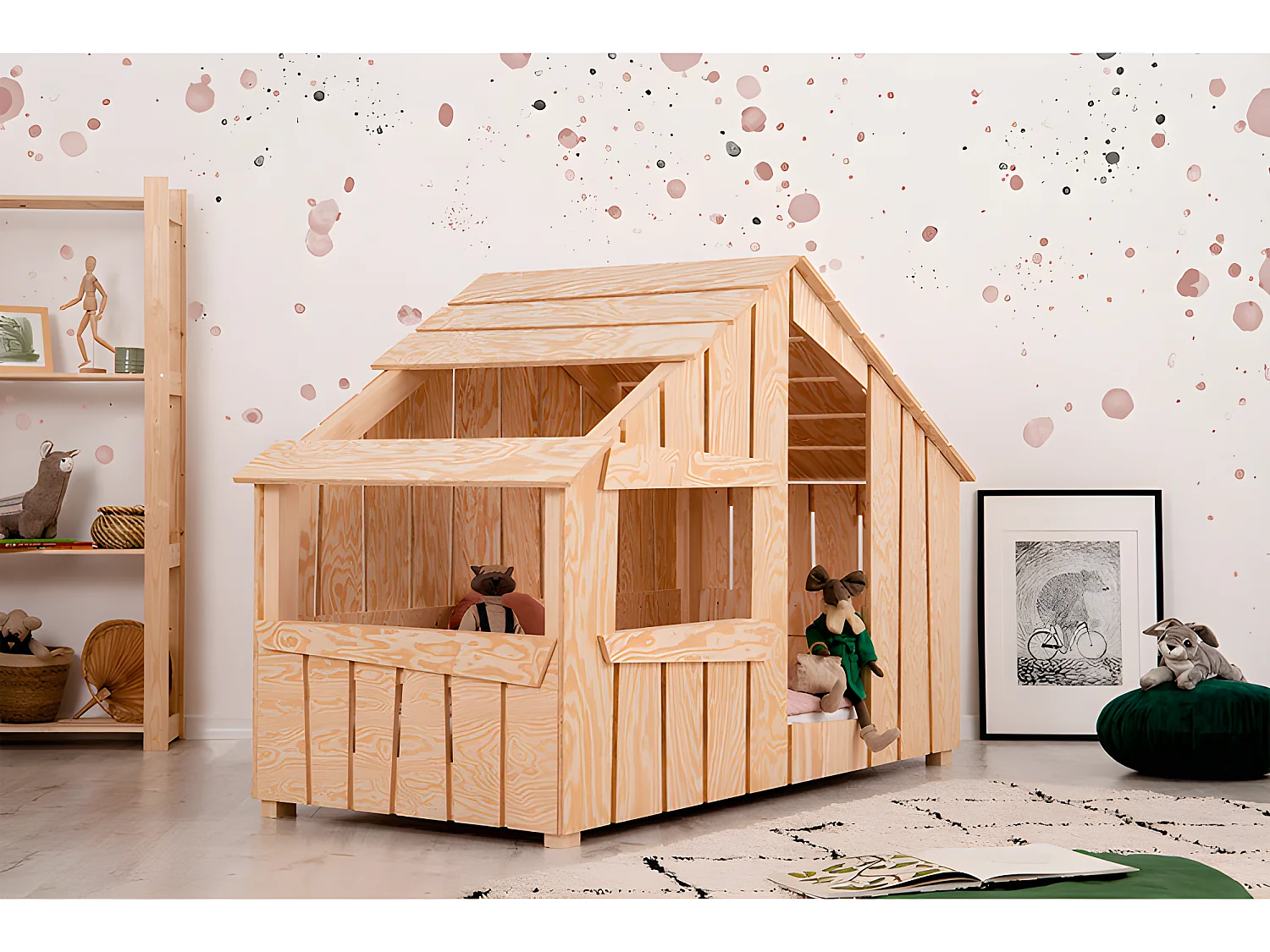 Łóżko dziecięce domek FRED 70x140 sosna