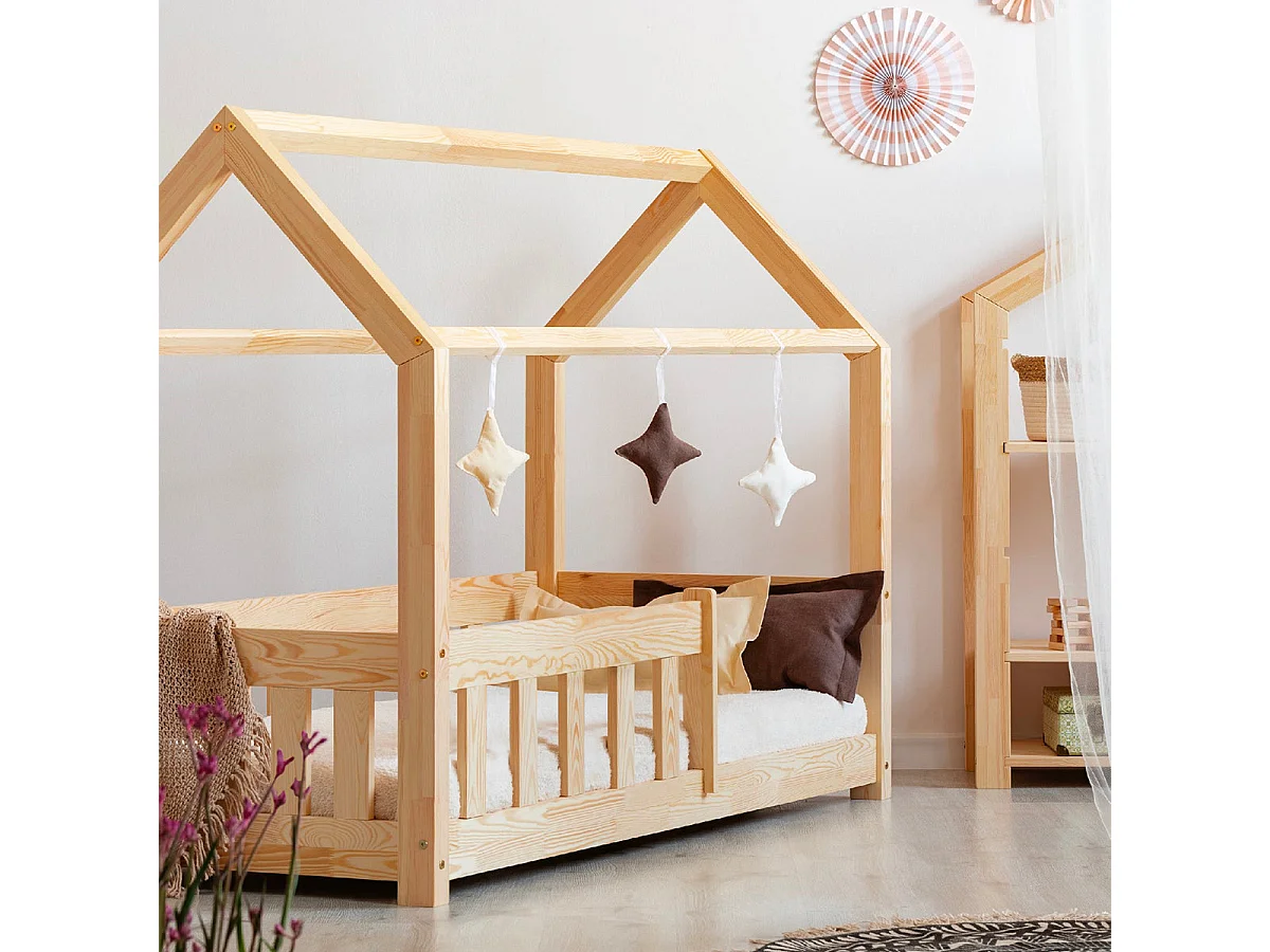 Lit cabane 90x190 sommier inclus Mila Bois