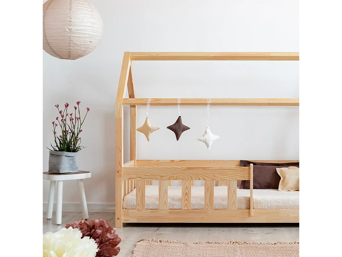 Lit cabane 90x190 sommier inclus Mila Bois