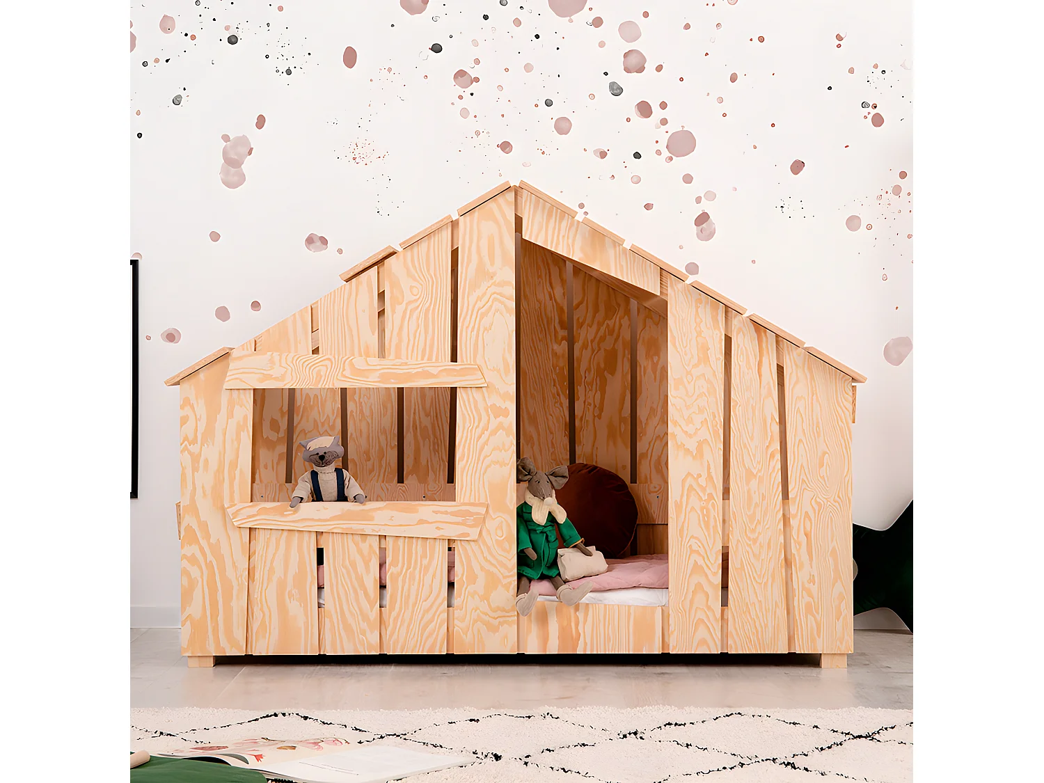 Łóżko dziecięce domek FRED 90x190 sosna