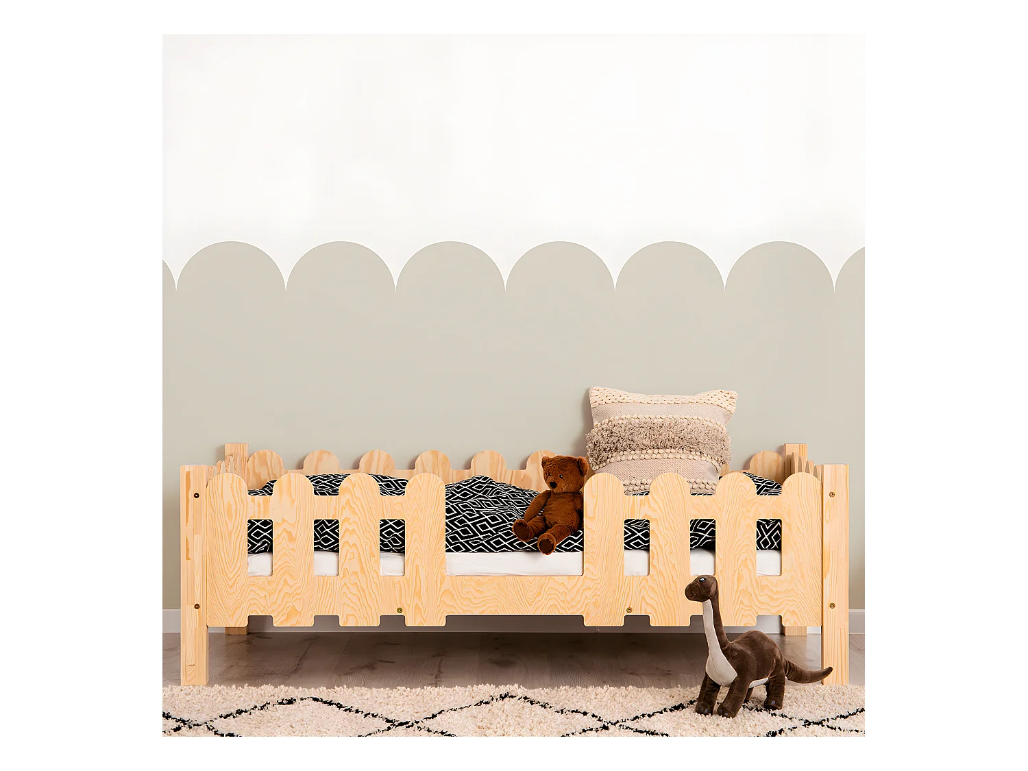Lit 90x200 sommier inclus Olaf Bois