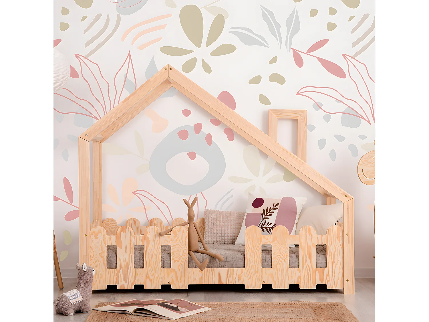 Łóżko dziecięce domek DUDU 90x190 sosna