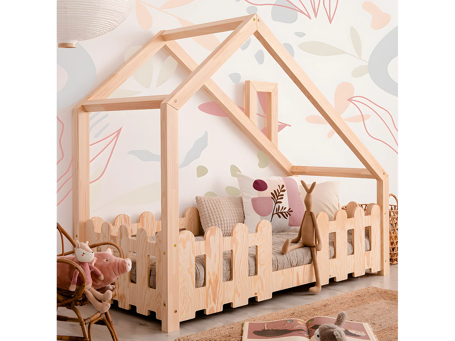 Łóżko dziecięce domek DUDU 90x190 sosna