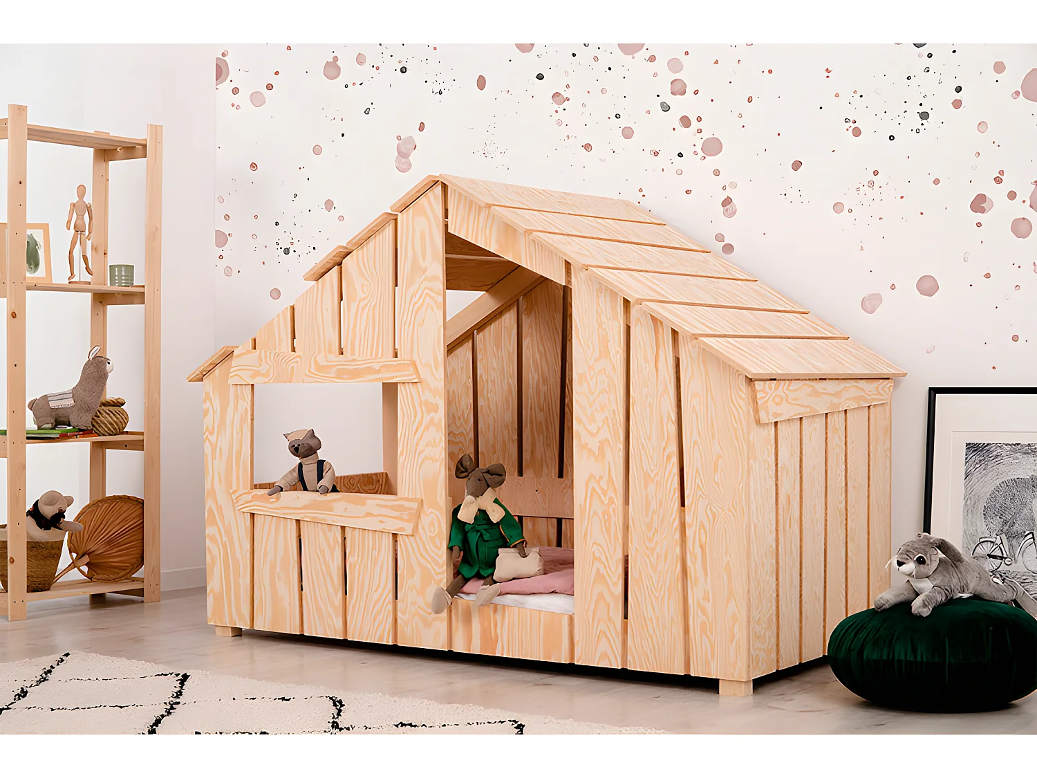 Łóżko dziecięce domek FRED 90x200 sosna