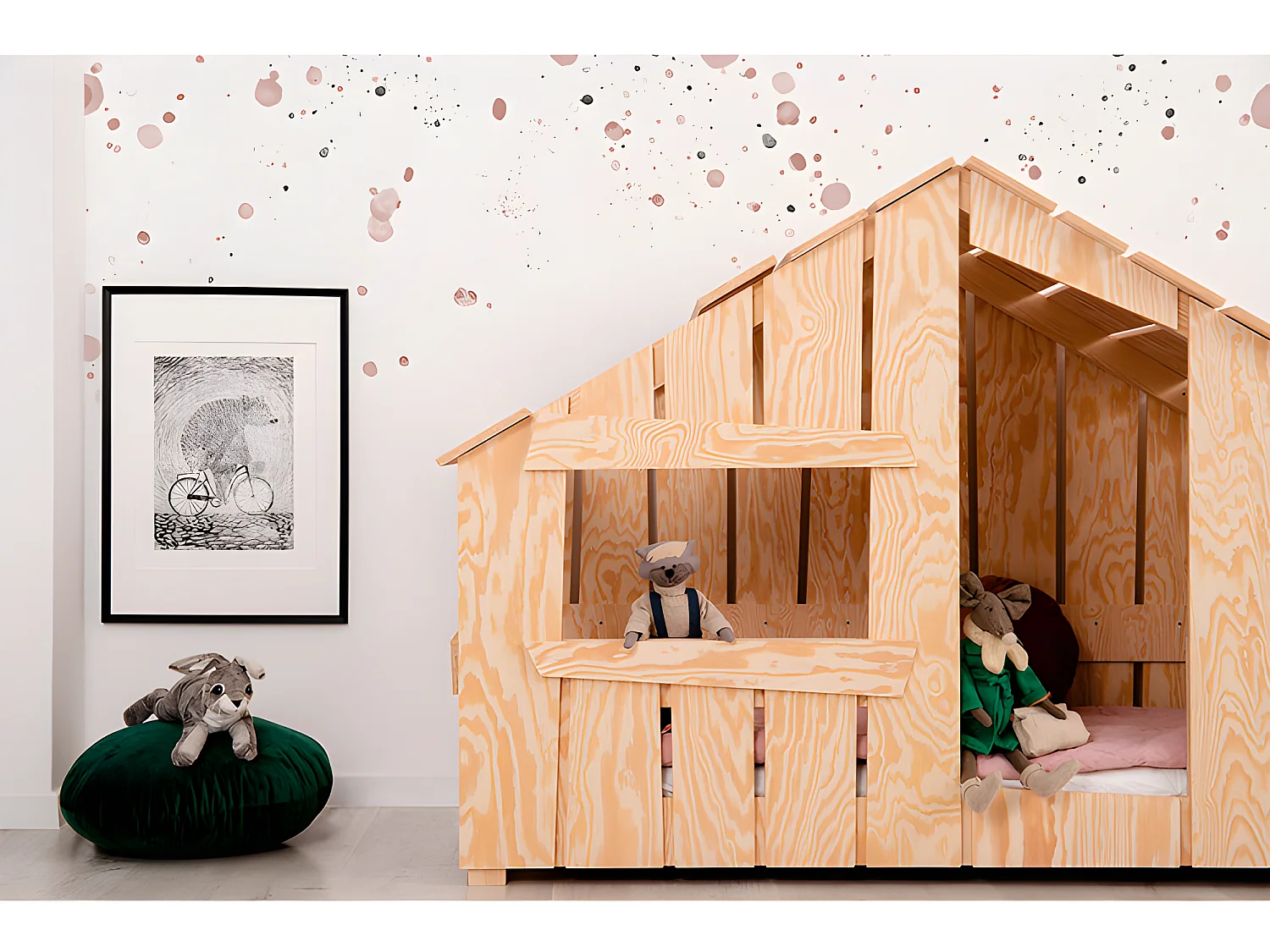 Łóżko dziecięce domek FRED 90x200 sosna