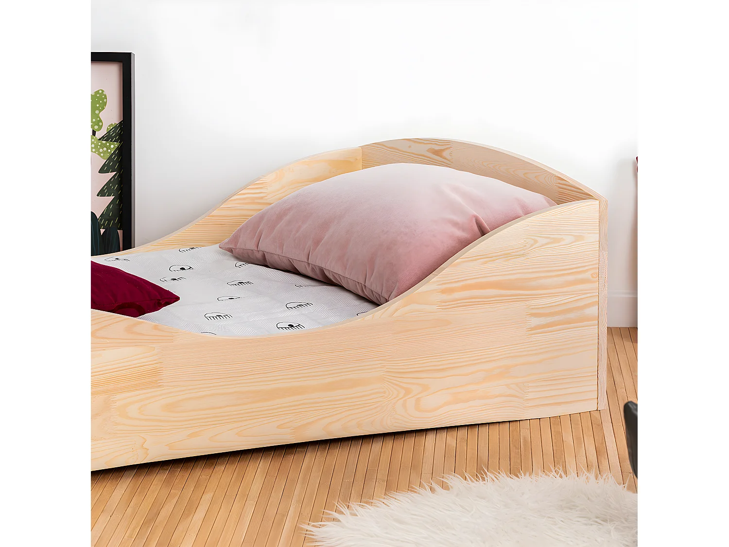 Lit 90x200 sommier inclus Zoé Bois