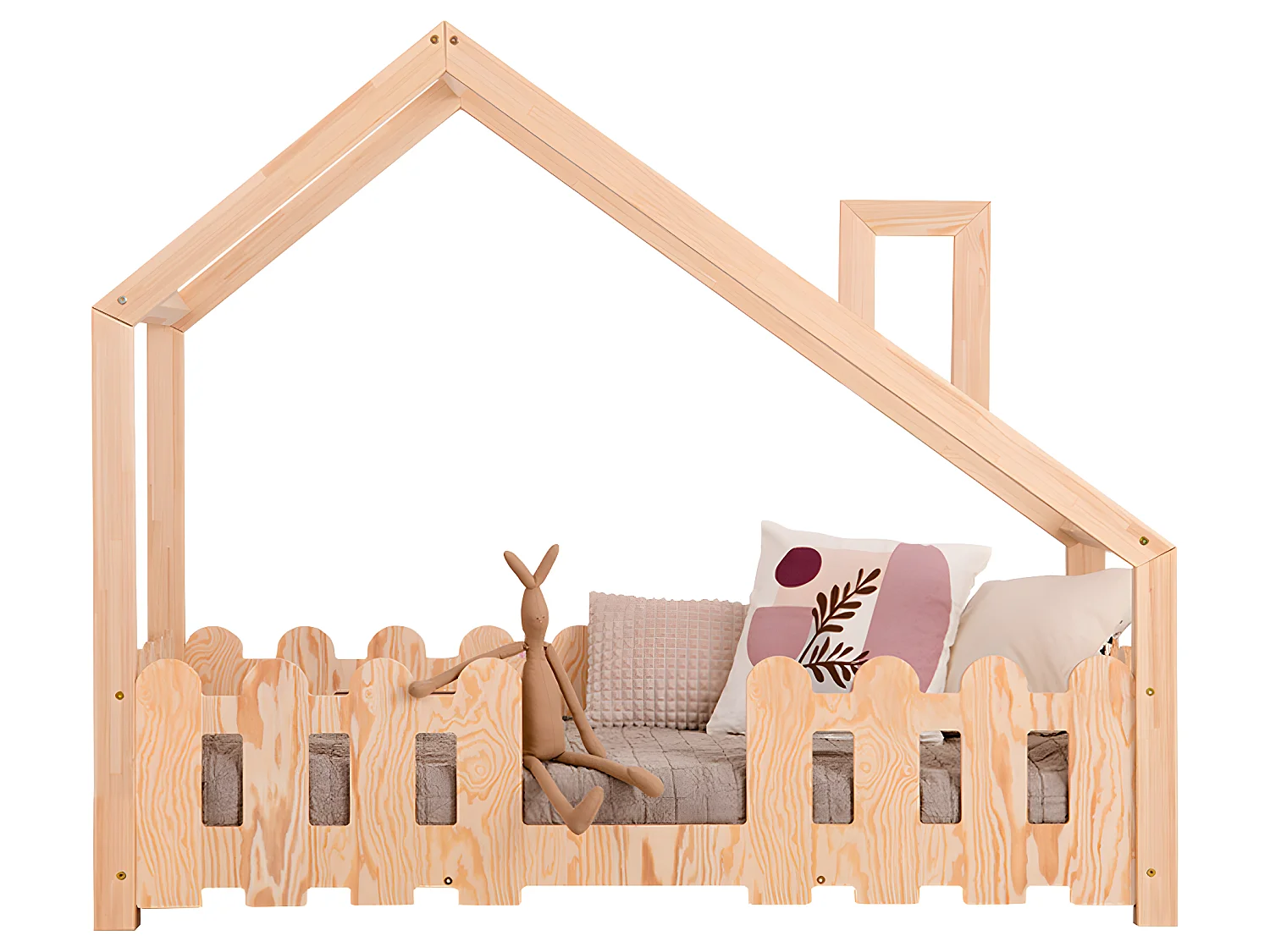 Łóżko dziecięce domek DUDU 90x200 sosna