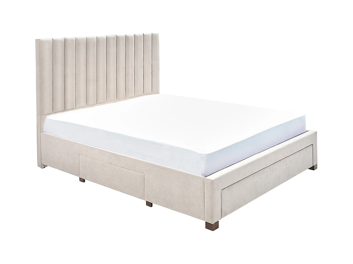 Bett mit 3 Schubladen + Matratze - 140 x 200 cm - Stoff - Beige - LIAKO