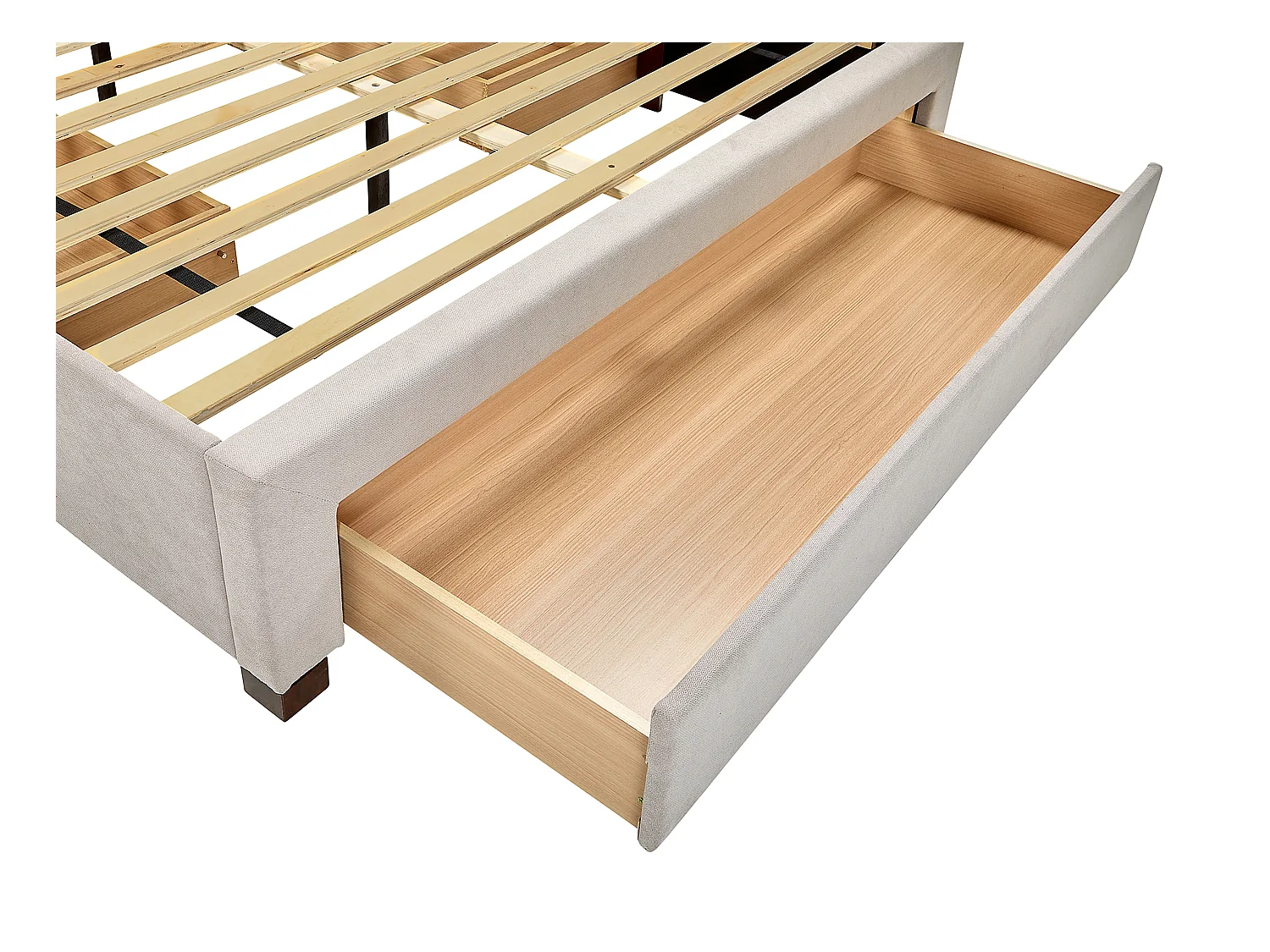 Bed met 3 lades 160 x 200 cm - Stof - Beige + matras - LIAKO