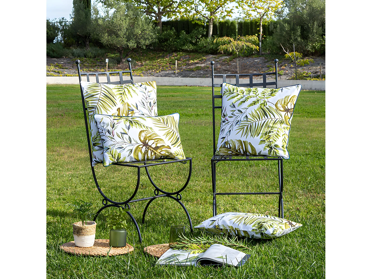 Lot de 2 housses de coussin vert 50x50 cm STEFANIA