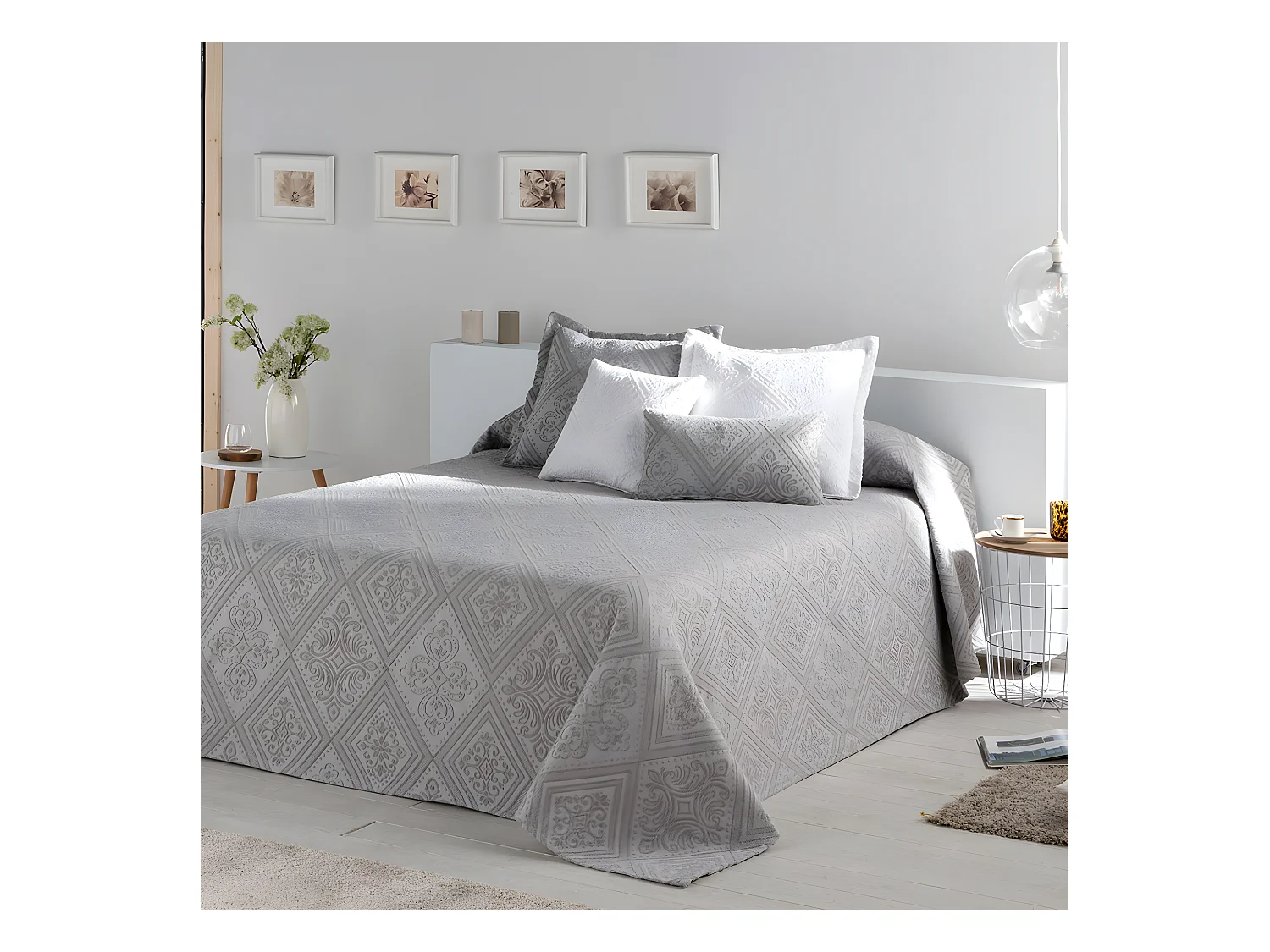 Cubrecama gris 180x270 cm de algodón NAF NAF BRIANCE