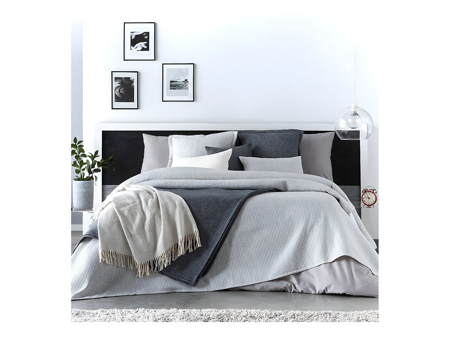 Colcha gris perla 250x270 cm BRENNE