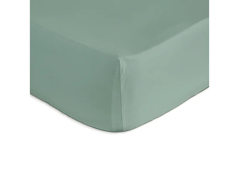 Drap housse 100% coton vert 100x200+28 cm CASUAL