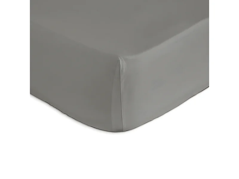 Drap housse 100% coton gris 100x200+28 cm CASUAL