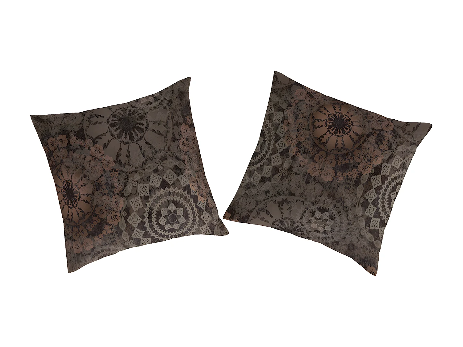 2 Fundas de almohada de algodón beige/gris/rosa 65x65 cm EIDER