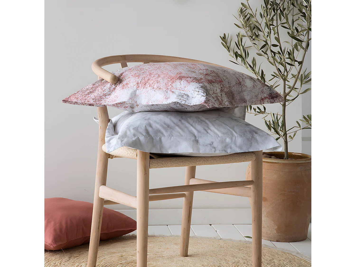 2 Fundas de almohada de algodón gris 65x65 cm OBA