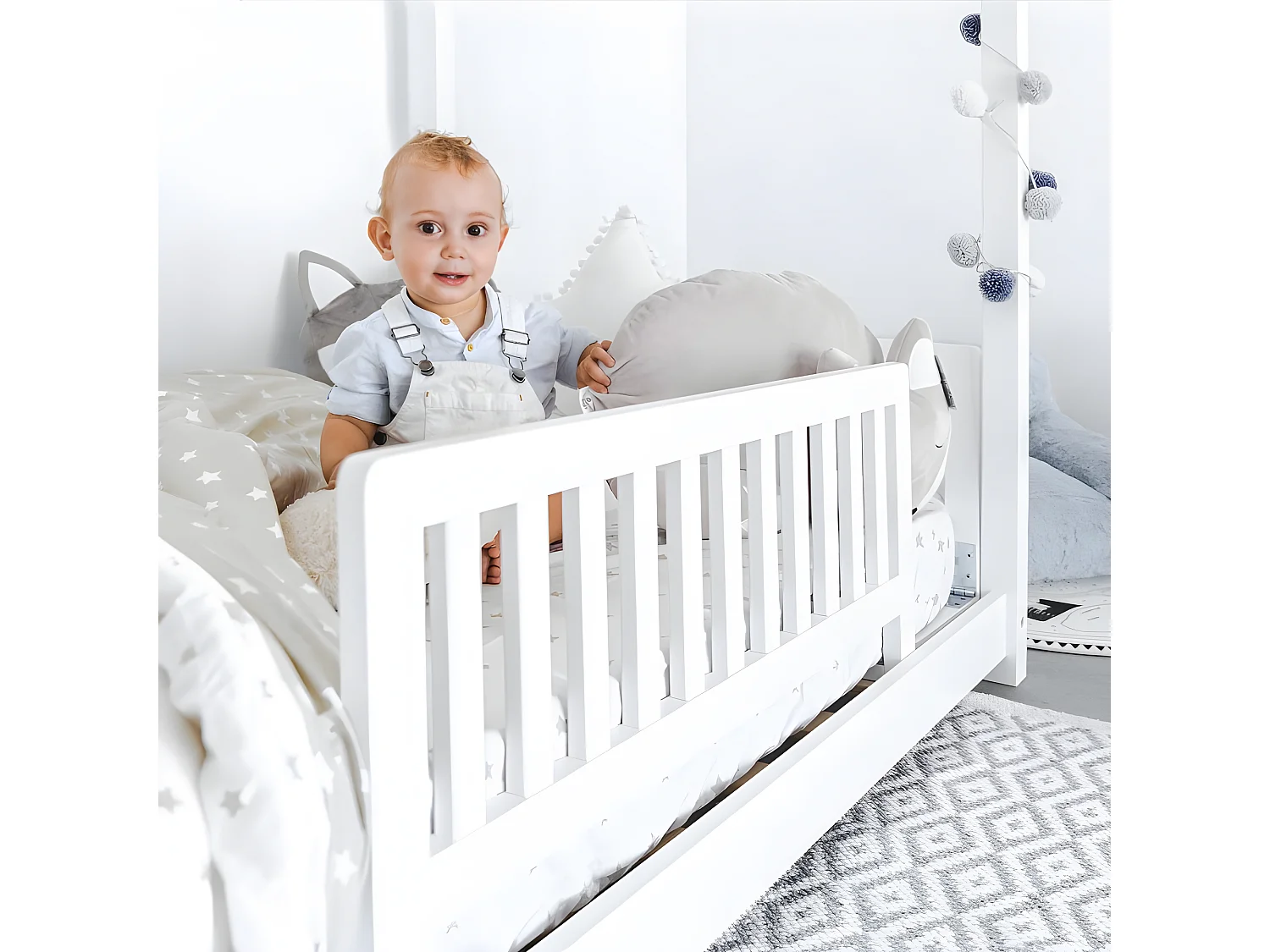 Barrière de lit bois blanc 36x87x20cm