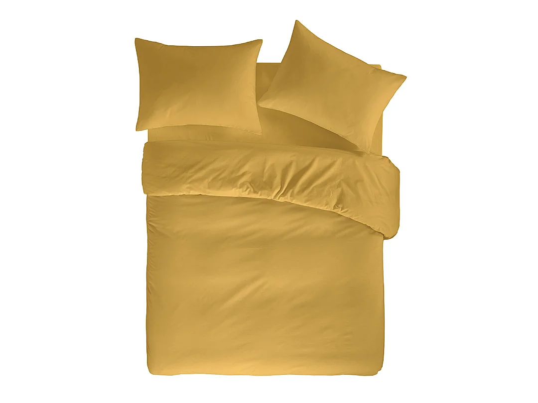 Funda nórdica de algodón lisa de algodón mostaza 260x240 cm PURE