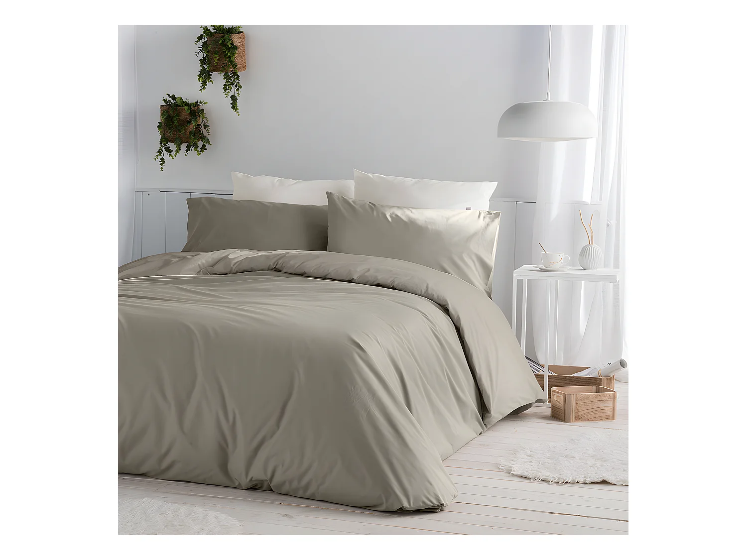 Funda nórdica lisa de algodón  lino 240x220 cm CASUAL