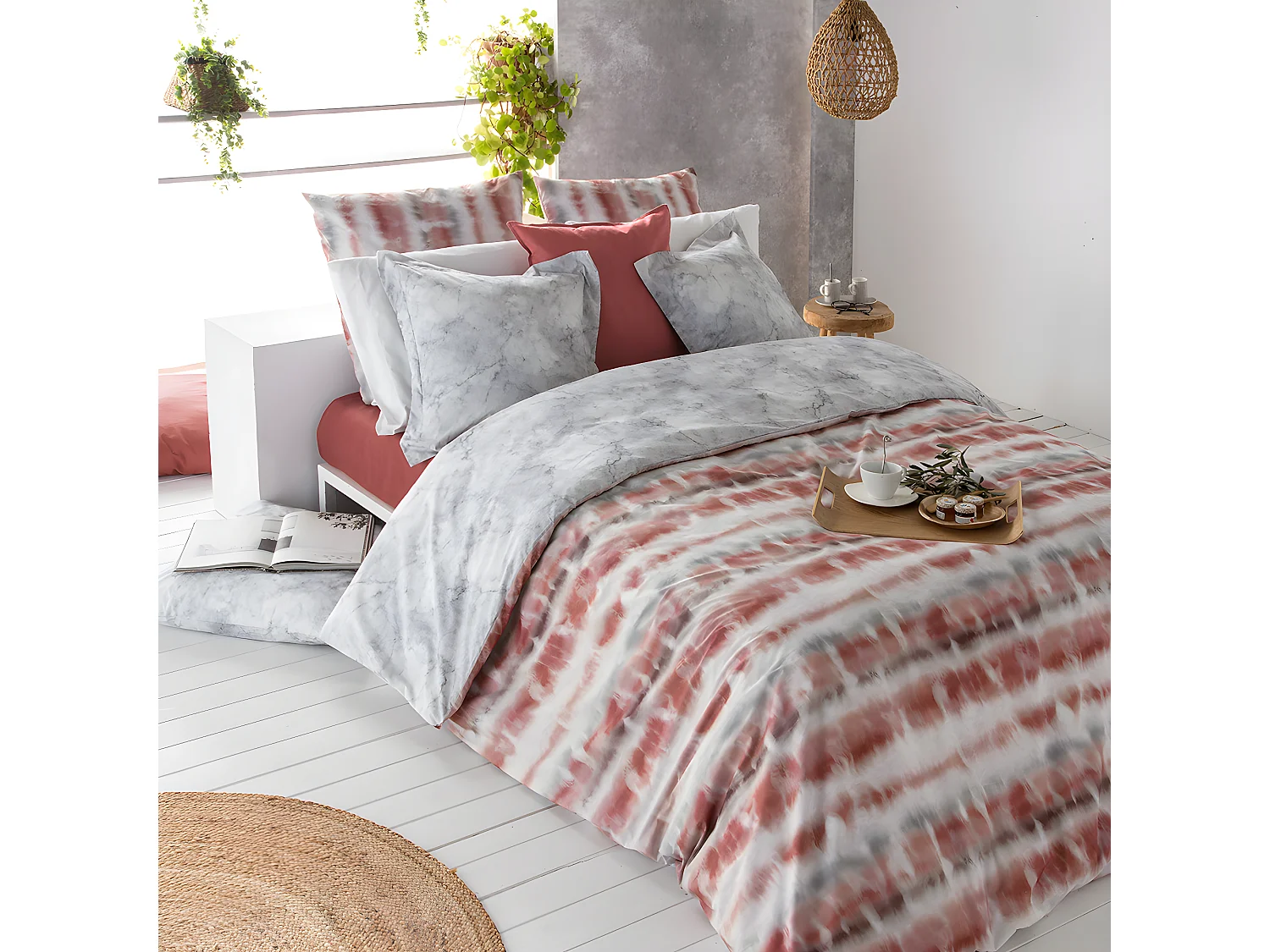 Funda nórdica reversible de algodón 155x220 cm SATET