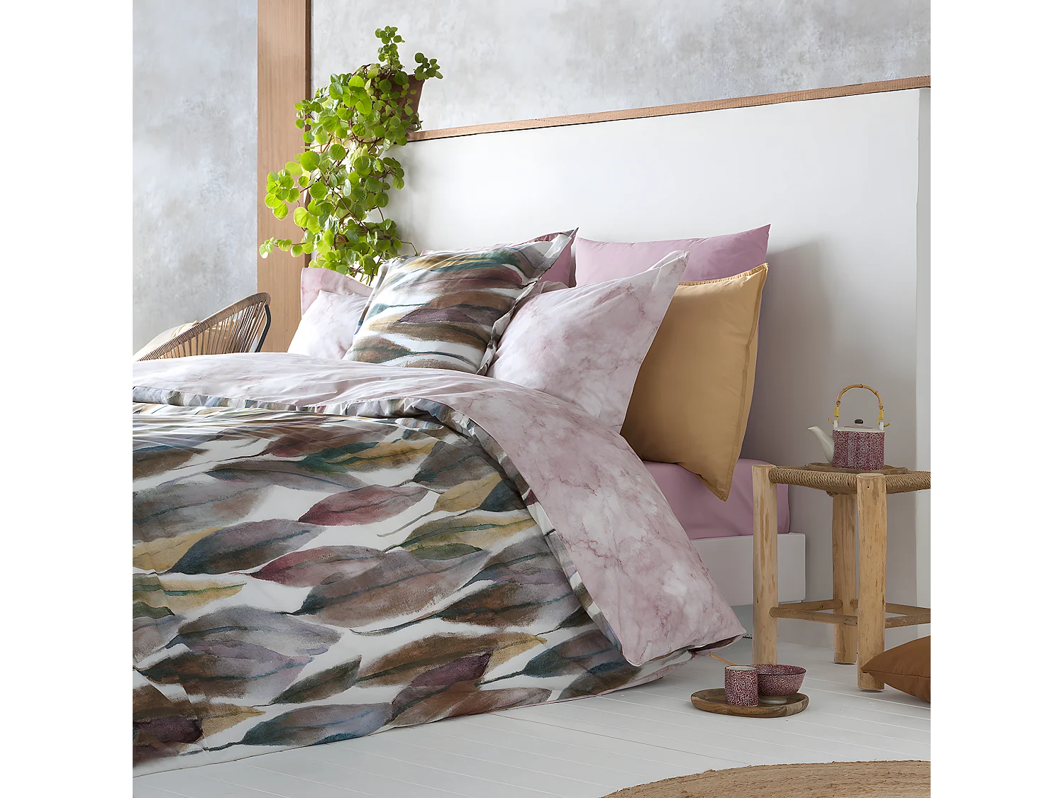 Housse de couette réversible en coton 140x220 cm NEIT