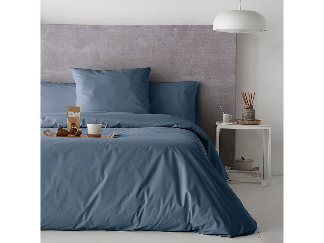 Housse de couette unie en coton denim 155x220 cm PURE