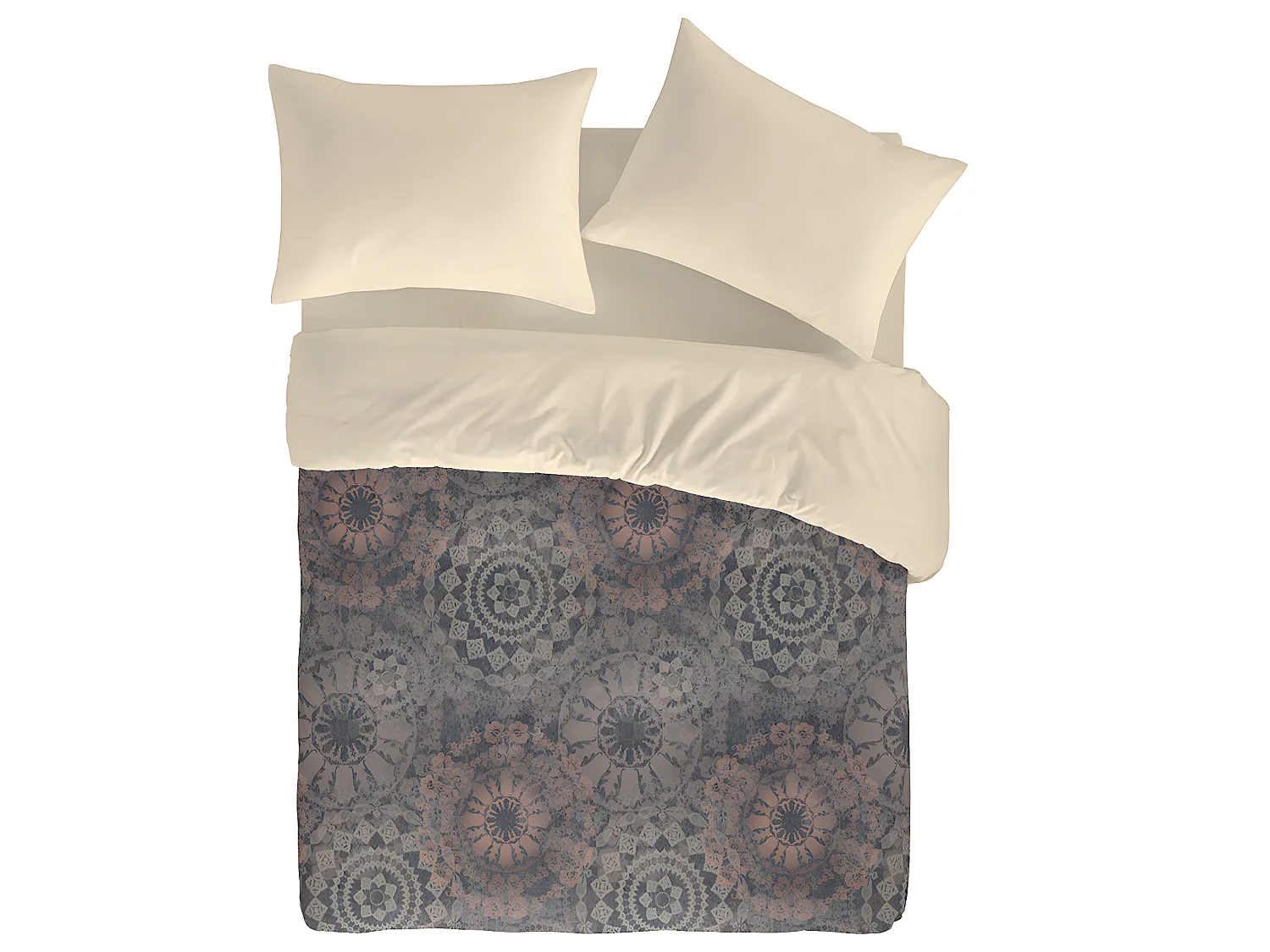 Housse de couette en coton beige/gris/rose 260x240 cm EIDER