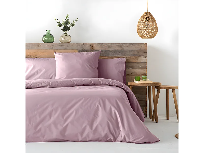 Funda nórdica de algodón lisa de algodón malva 200x200 cm PURE