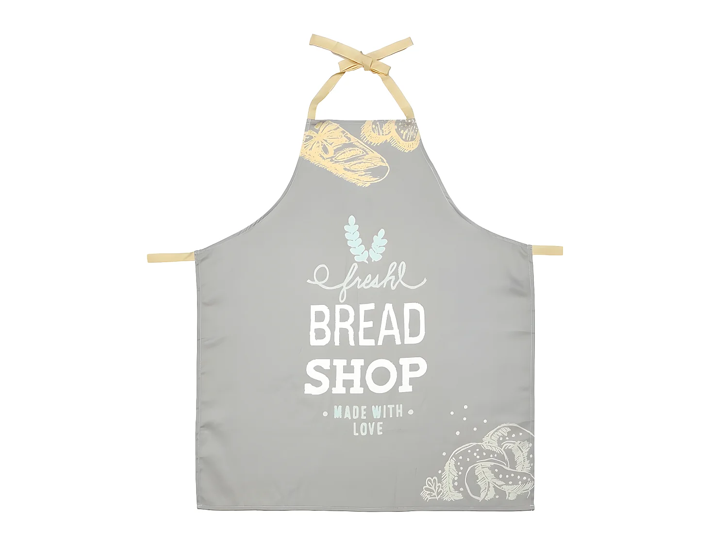 Set delantal, agarrador y manopla blanco BREAD