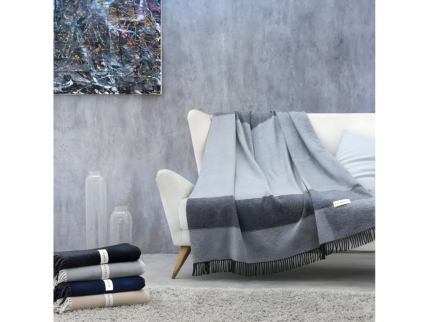 Plaid gris 130x170 cm CROISETTE